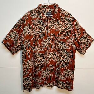 WoolRich Men’s Large Plant Life Print Button Up Short Sleeve Shirt-think spring!